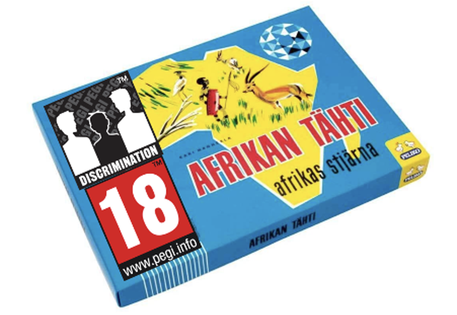 Figure 1: Design sketch of Afrikan tähti game box with PEGI 18 label
